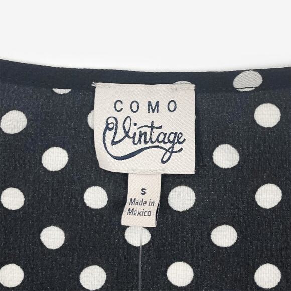 Como Vintage Polka Dot Top Size S Black White Peplum Retro Classic Summer - Picture 12 of 14